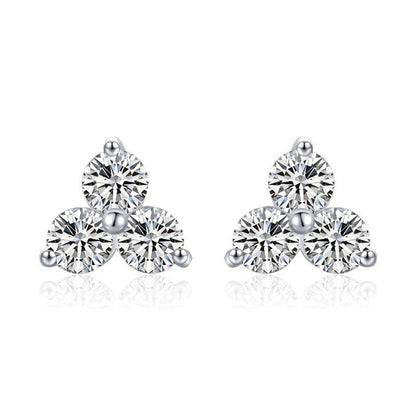 S925 Sterling Silver Geometric Diamond Stud Earrings-Jewearrings