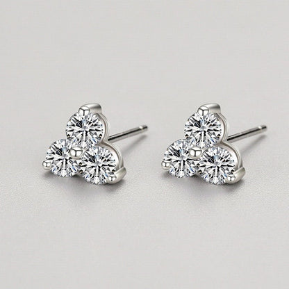 S925 Sterling Silver Geometric Diamond Stud Earrings-Jewearrings