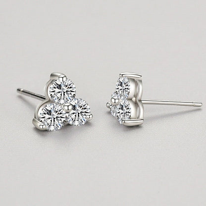 S925 Sterling Silver Geometric Diamond Stud Earrings-Jewearrings