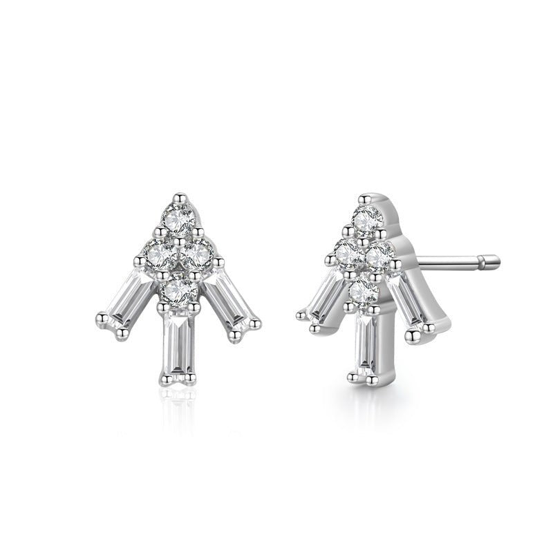 S925 Sterling Silver Geometric Full Diamond Earrings-Jewearrings