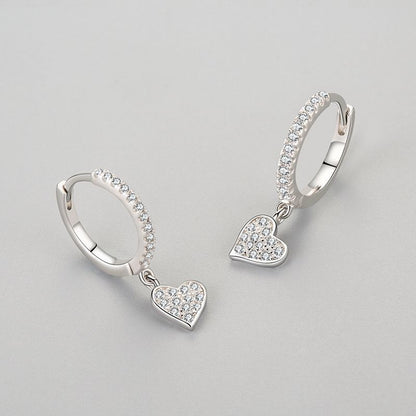 S925 Sterling Silver Heart-shaped Diamond Earrings-Jewearrings