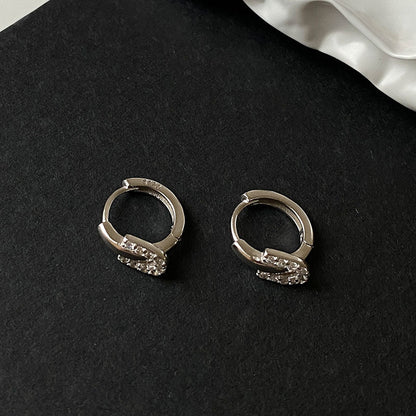 S925 Sterling Silver Horseshoe Earrings Exquisite Diamond-studded Commuter-Jewearrings