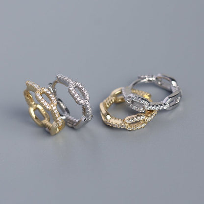 S925 Sterling Silver INS Niche Chain Diamond-studded Design Earrings-Jewearrings