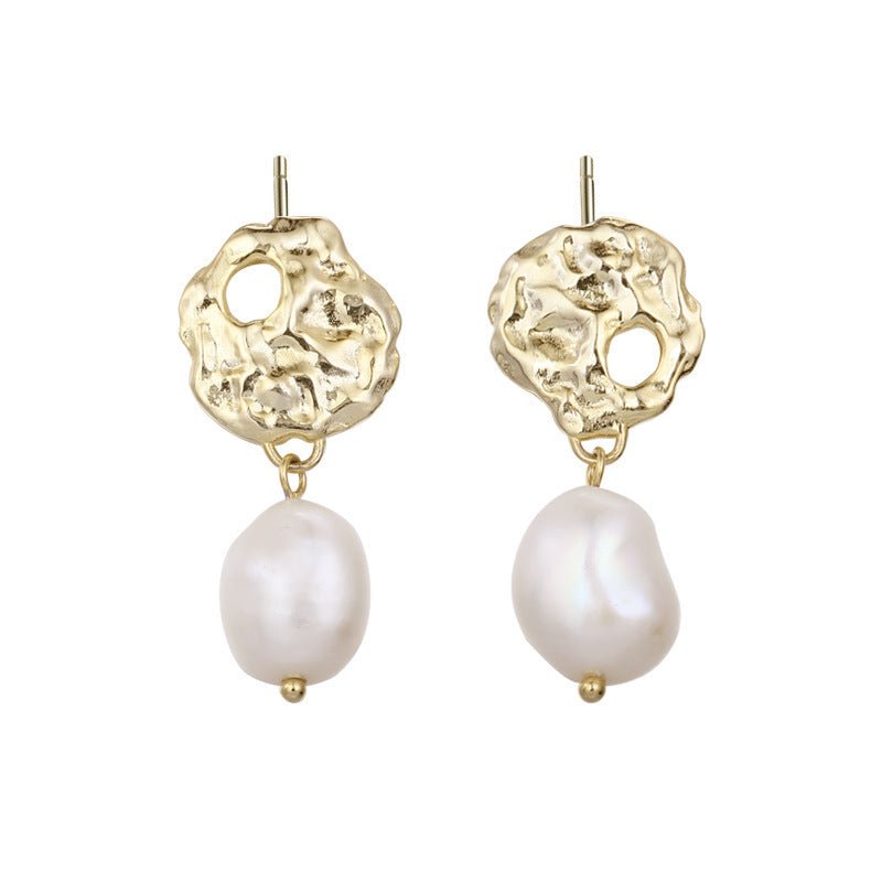 S925 Sterling Silver Light Luxury Vintage Baroque Pearl Earrings-Jewearrings