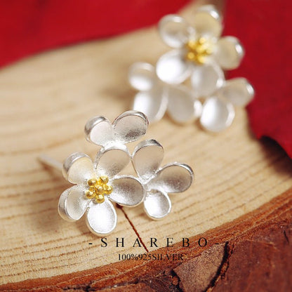 S925 Sterling Silver Little Daisy Flower Stud Earrings-Jewearrings