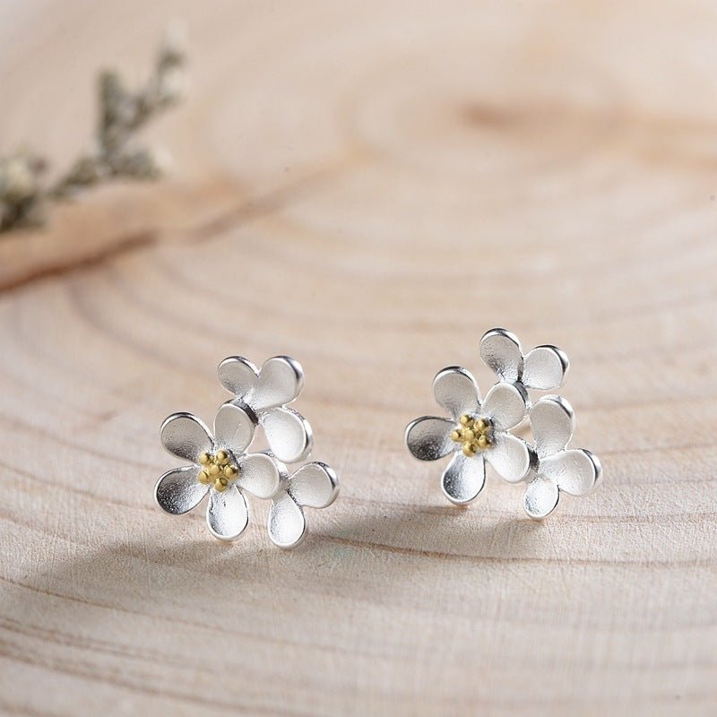 S925 Sterling Silver Little Daisy Flower Stud Earrings-Jewearrings