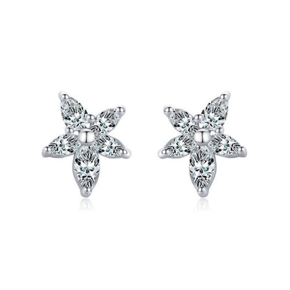 S925 Sterling Silver Micro Diamond Star Stud Earrings-Jewearrings