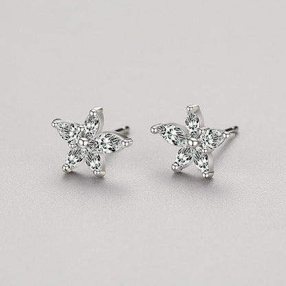 S925 Sterling Silver Micro Diamond Star Stud Earrings-Jewearrings