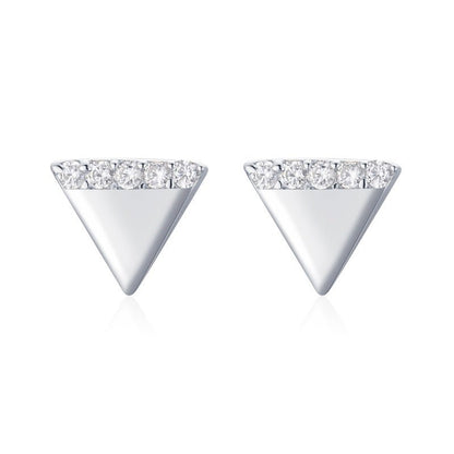 S925 Sterling Silver Micro Diamond Triangle Earrings-Jewearrings