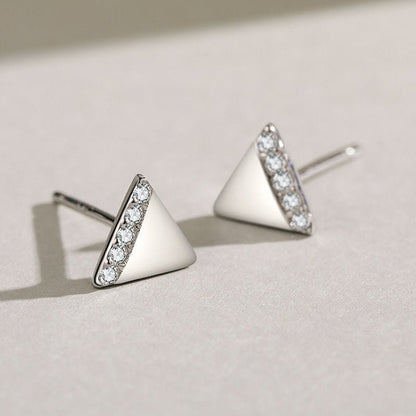 S925 Sterling Silver Micro Diamond Triangle Earrings-Jewearrings