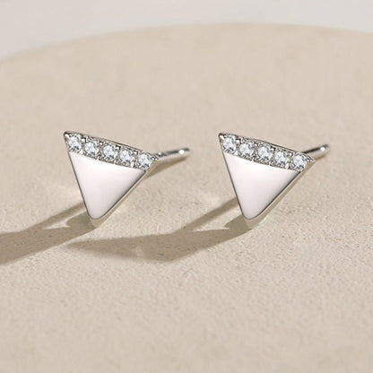 S925 Sterling Silver Micro Diamond Triangle Earrings-Jewearrings