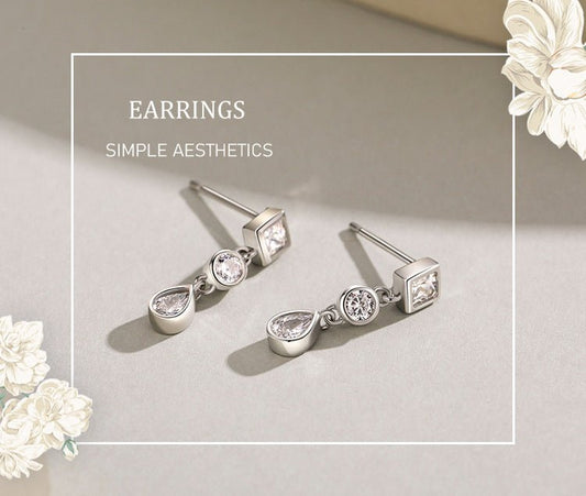 S925 Sterling Silver Micro-Set Simulation Diamond Stud Earrings-Jewearrings