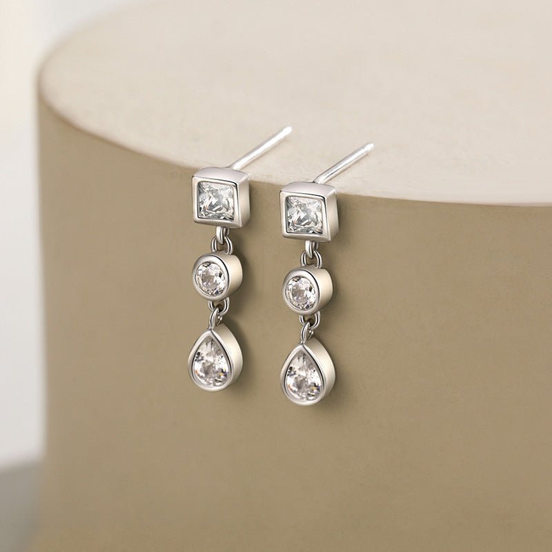 S925 Sterling Silver Micro-Set Simulation Diamond Stud Earrings-Jewearrings