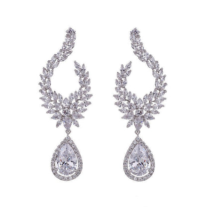 S925 Sterling Silver Needle Full Diamond Long Earrings-Jewearrings