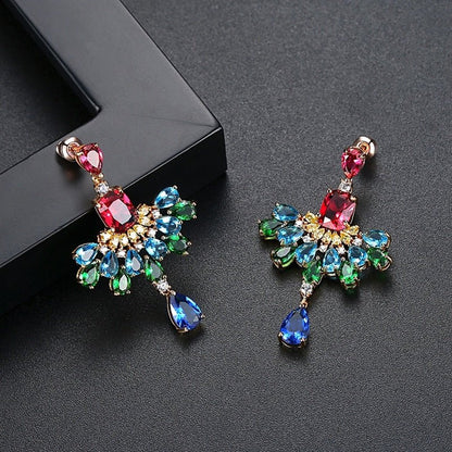 S925 sterling silver needle luxury atmosphere zircon Europe and the United States long section Yang Mi with the earrings earrings earrings exaggerated female jewelry-Jewearrings