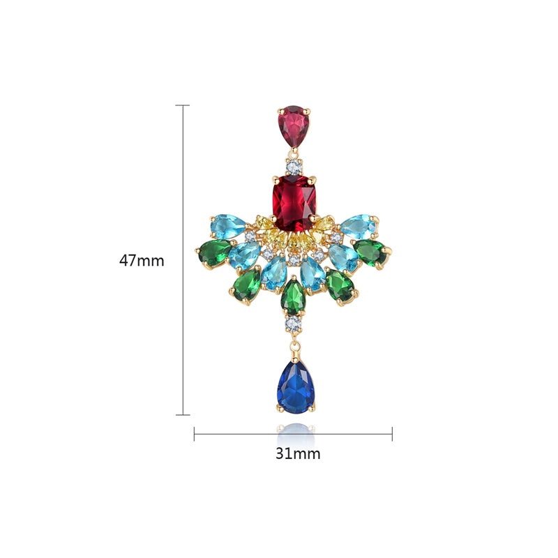 S925 sterling silver needle luxury atmosphere zircon Europe and the United States long section Yang Mi with the earrings earrings earrings exaggerated female jewelry-Jewearrings