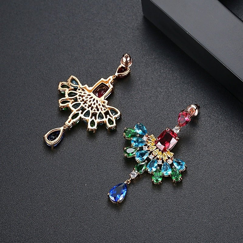 S925 sterling silver needle luxury atmosphere zircon Europe and the United States long section Yang Mi with the earrings earrings earrings exaggerated female jewelry-Jewearrings