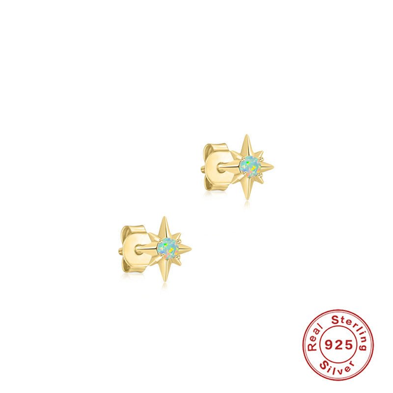 S925 Sterling Silver Octagonal Diamond Opal Stud Earrings-Jewearrings