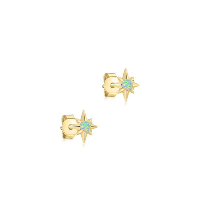 S925 Sterling Silver Octagonal Diamond Opal Stud Earrings-Jewearrings