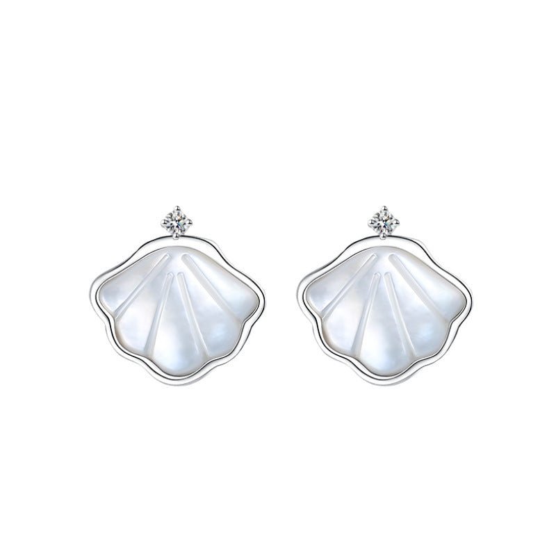 S925 Sterling Silver One Shell Earrings Women-Jewearrings