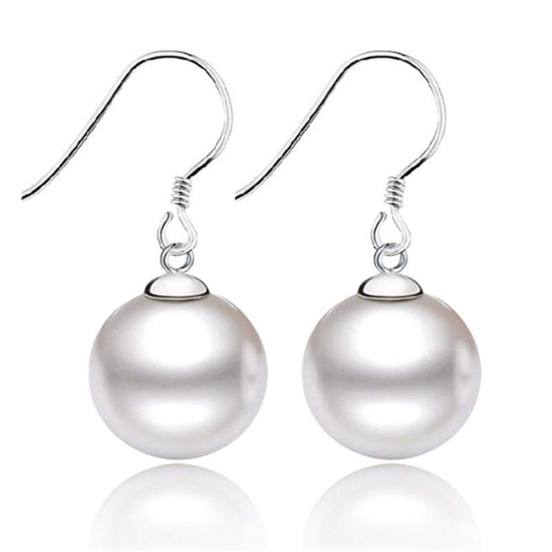 S925 Sterling Silver Shell Beads Pearl Fashion Jewelry Simple Earrings-Jewearrings