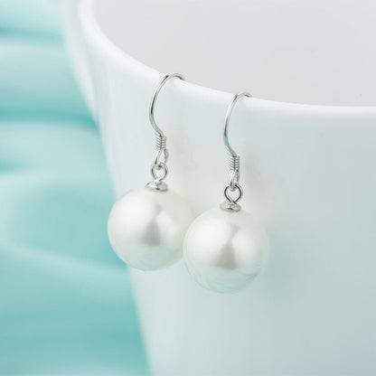 S925 Sterling Silver Shell Beads Pearl Fashion Jewelry Simple Earrings-Jewearrings