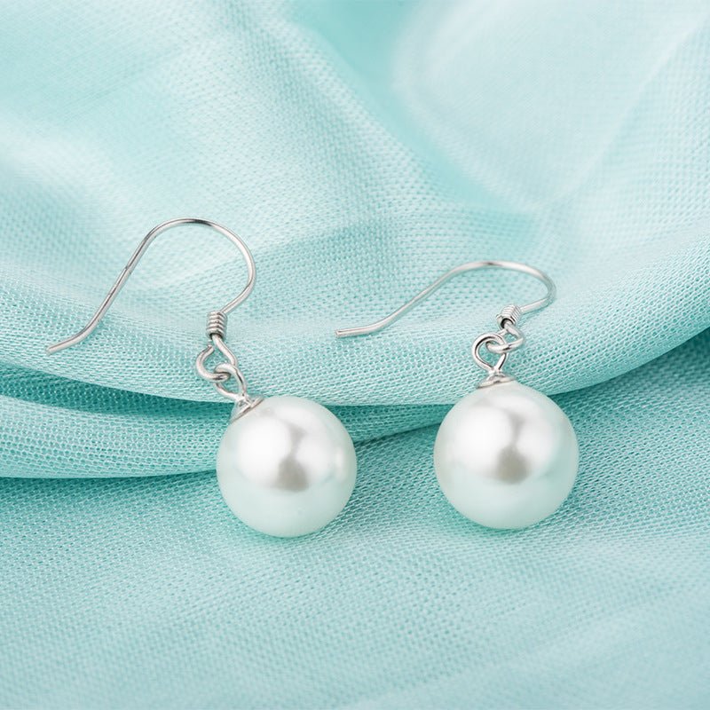 S925 Sterling Silver Shell Beads Pearl Fashion Jewelry Simple Earrings-Jewearrings