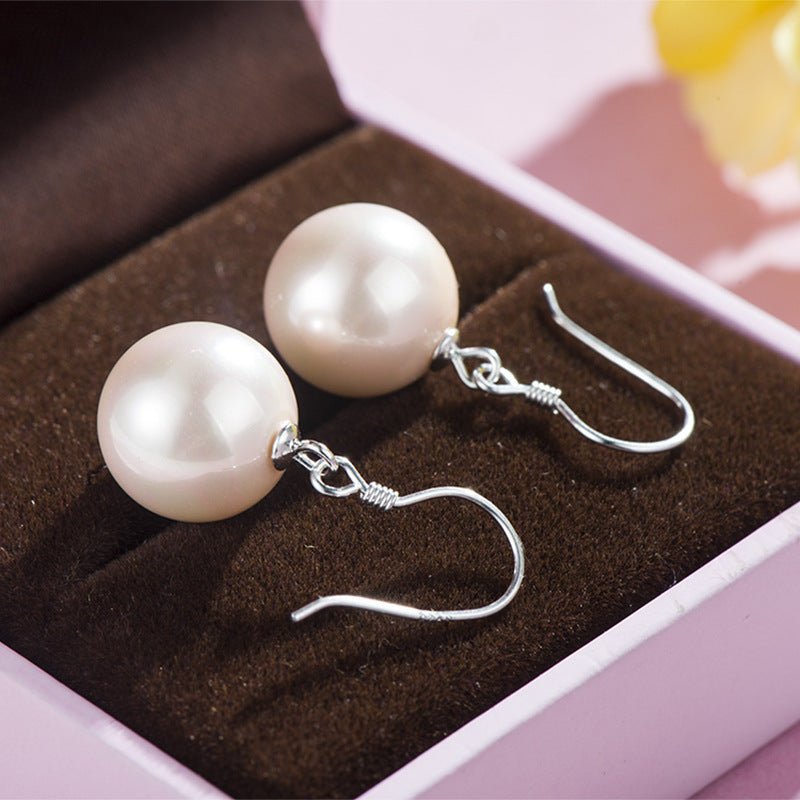 S925 Sterling Silver Shell Beads Pearl Fashion Jewelry Simple Earrings-Jewearrings