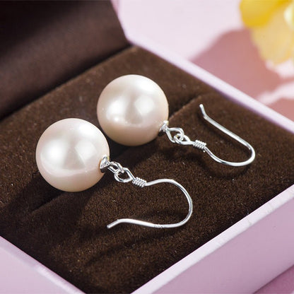 S925 Sterling Silver Shell Beads Pearl Fashion Jewelry Simple Earrings-Jewearrings