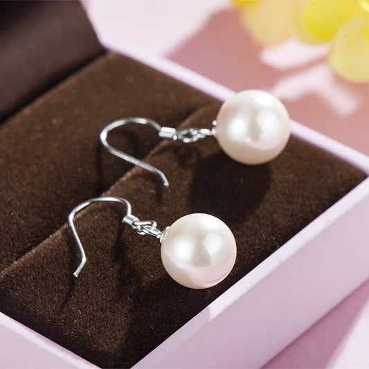 S925 Sterling Silver Shell Beads Pearl Fashion Jewelry Simple Earrings-Jewearrings