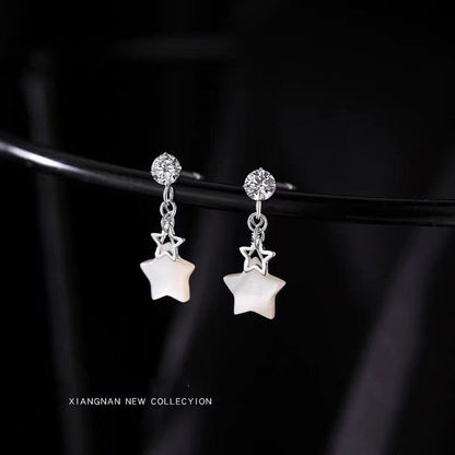 S925 Sterling Silver Shell Star Earrings-Jewearrings