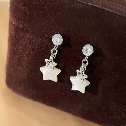 S925 Sterling Silver Shell Star Earrings-Jewearrings