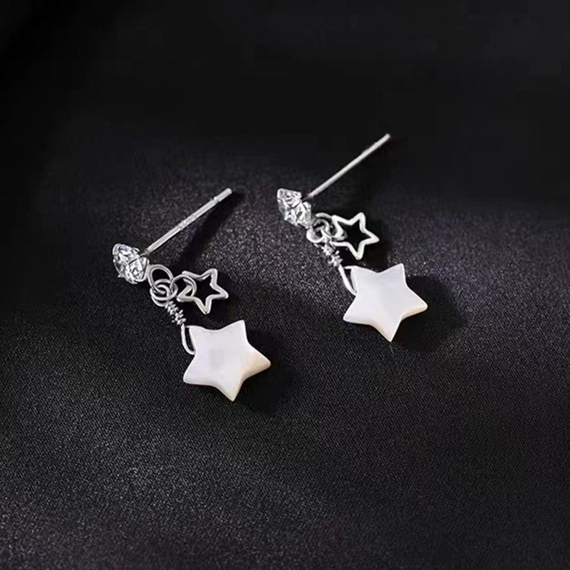 S925 Sterling Silver Shell Star Earrings-Jewearrings