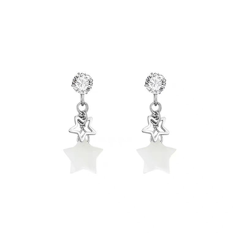 S925 Sterling Silver Shell Star Earrings-Jewearrings