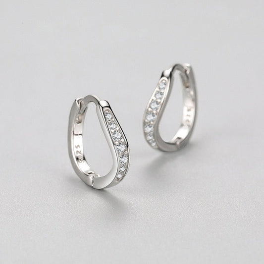 S925 Sterling Silver Simple Diamond Earrings Women's All-match Personality-Jewearrings