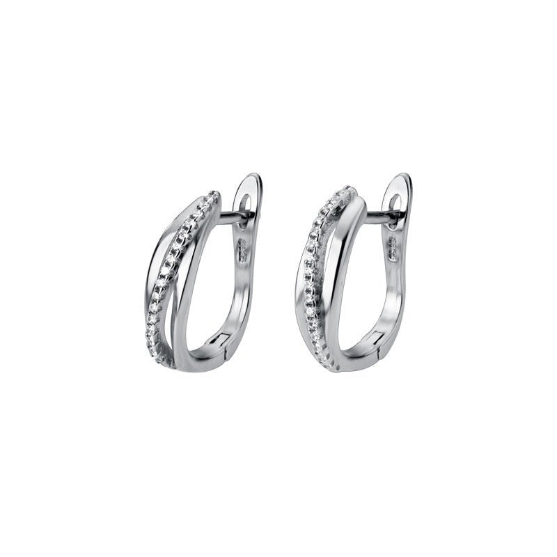 S925 Sterling Silver Simple Temperament With Diamond Geometric Multi-Layer Earrings-Jewearrings