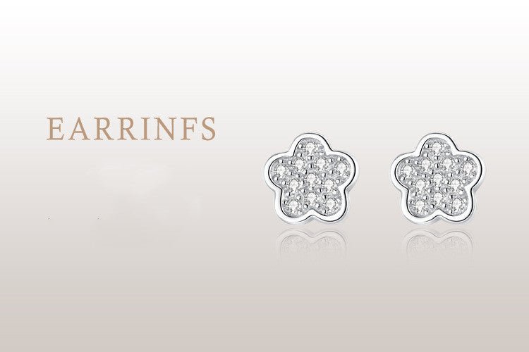 S925 Sterling Silver Small Flower Stud Earrings-Jewearrings