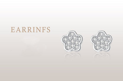 S925 Sterling Silver Small Flower Stud Earrings-Jewearrings