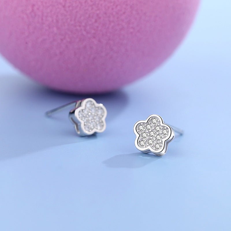 S925 Sterling Silver Small Flower Stud Earrings-Jewearrings