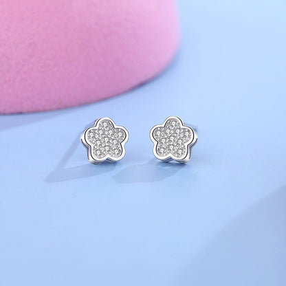 S925 Sterling Silver Small Flower Stud Earrings-Jewearrings