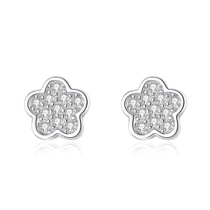 S925 Sterling Silver Small Flower Stud Earrings-Jewearrings