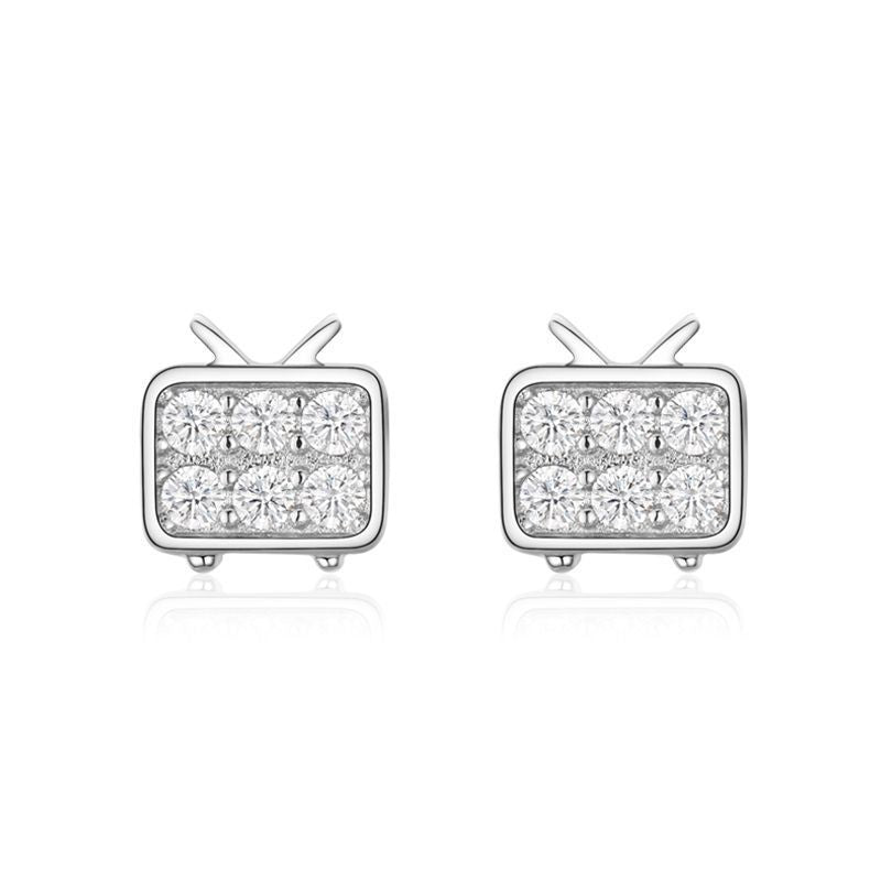 S925 Sterling Silver Small TV Diamond Stud Earrings-Jewearrings