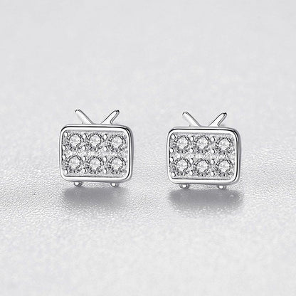 S925 Sterling Silver Small TV Diamond Stud Earrings-Jewearrings