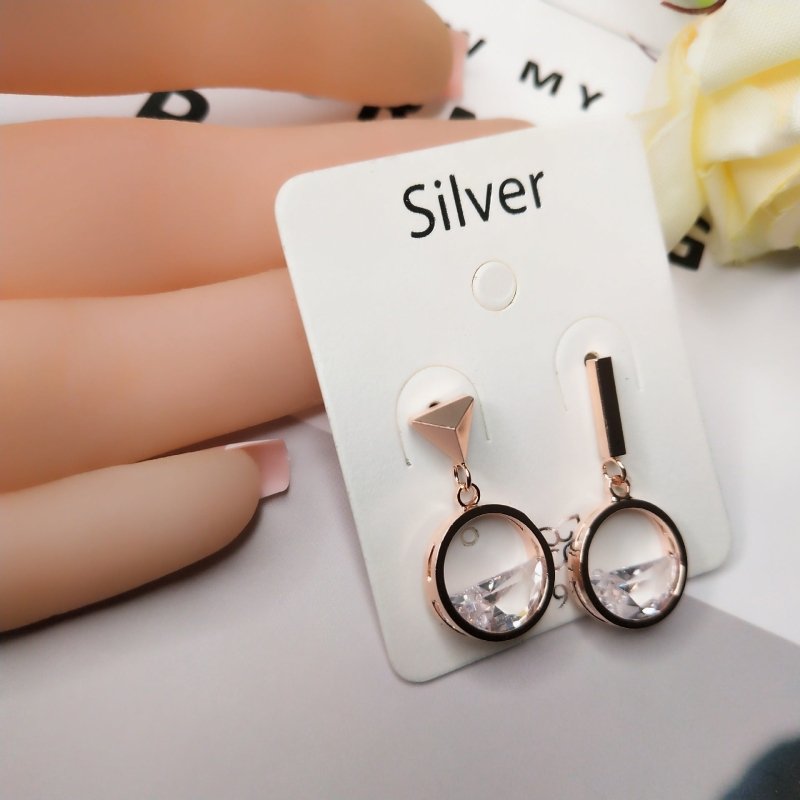 S925 Sterling Silver Stud Earrings Explosion Earrings with Zirconium Diamond Asymmetric Earrings-Jewearrings