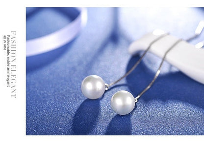 S925 Sterling Silver Stud Earrings Shell Pearls EAR Thread Jewelry-Jewearrings