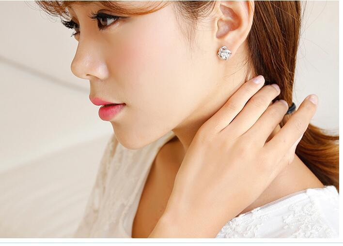 S925 Sterling Silver Stud Earrings with Diamond Stud Earrings-Jewearrings