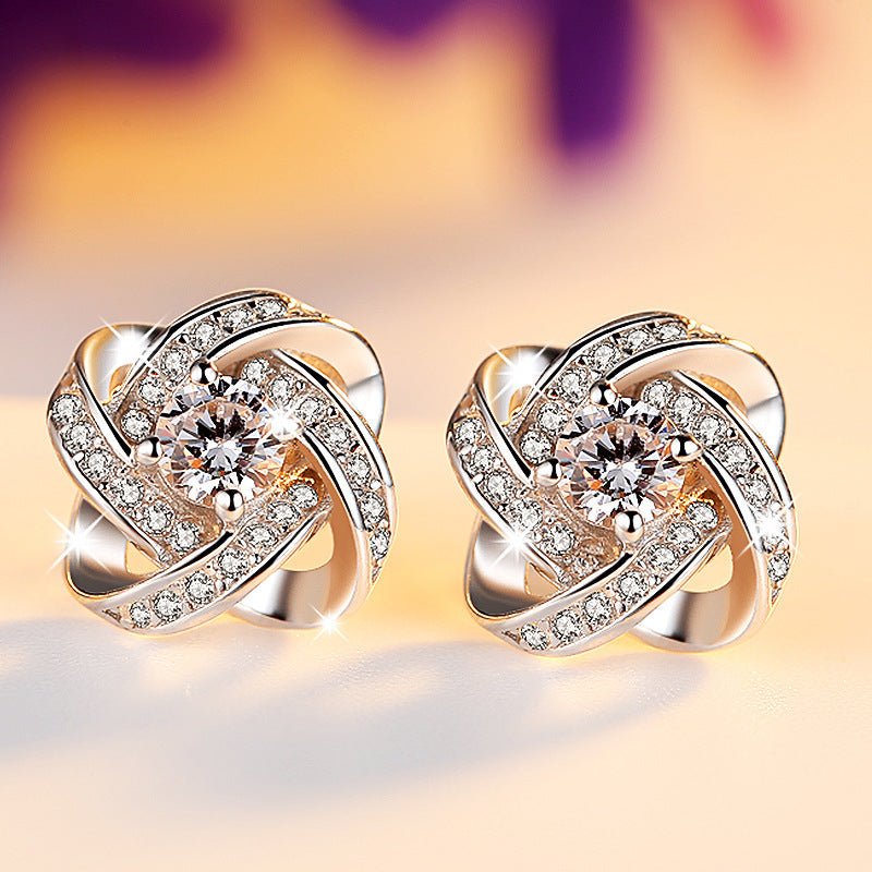 S925 Sterling Silver Stud Earrings with Diamond Stud Earrings-Jewearrings