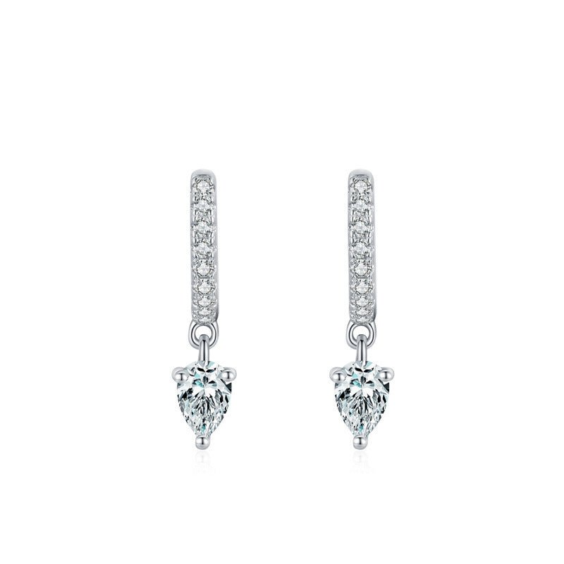 S925 Sterling Silver Stylish Water Drop Artificial Diamond Earrings For Women-Jewearrings