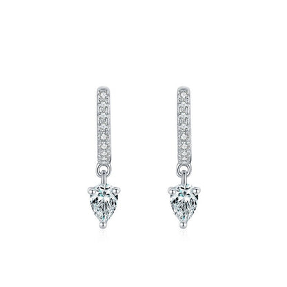 S925 Sterling Silver Stylish Water Drop Artificial Diamond Earrings For Women-Jewearrings