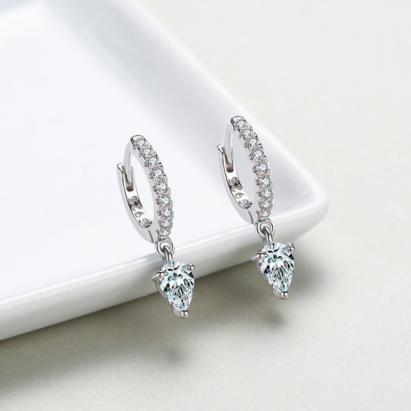 S925 Sterling Silver Stylish Water Drop Artificial Diamond Earrings For Women-Jewearrings